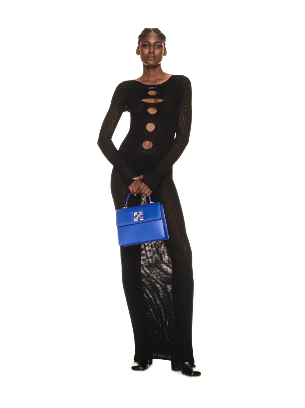 Center Hole Net Long Dress Black Light