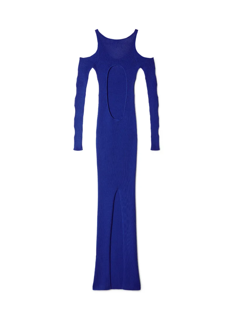 Langes Netz-Kleid mit Löchern
