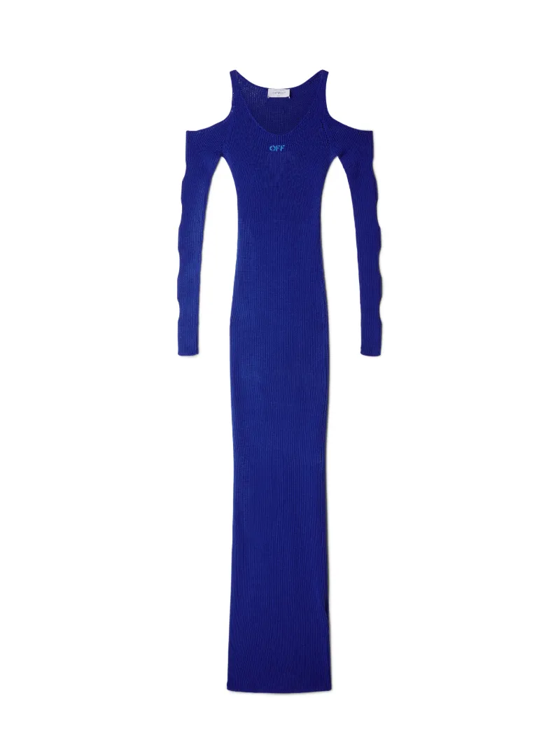Langes Netz-Kleid mit Löchern