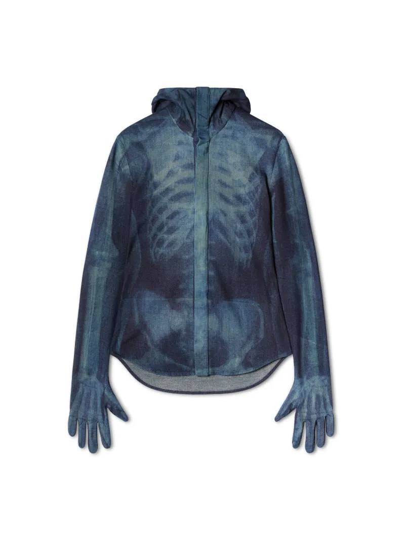 Felpa in denim con cappuccio