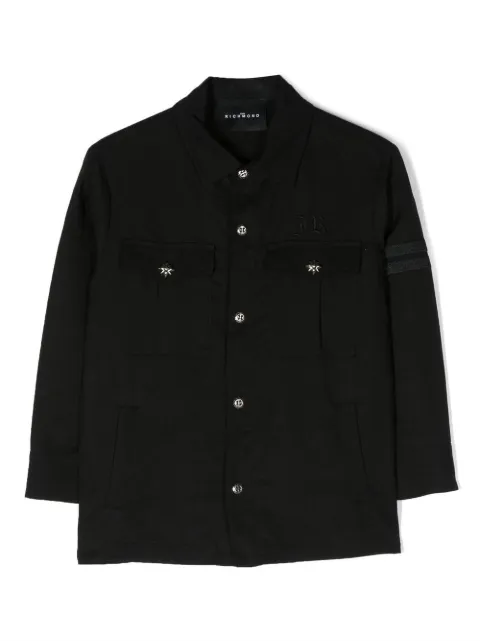 John Richmond Junior logo-embroidered rhinestone-embellished shirt