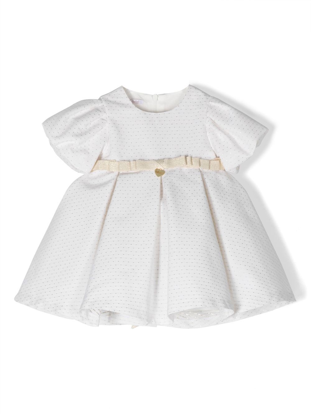 

Le Bebé Enfant polka-dot pleated dress - Neutrals