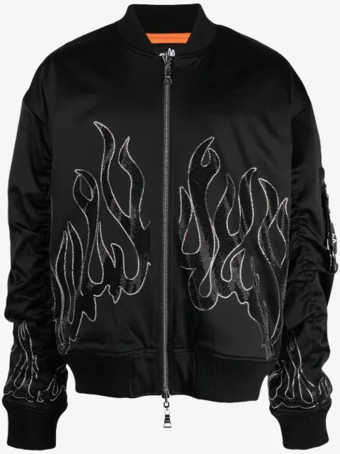 Haculla flame-print zipped bomber jacket
