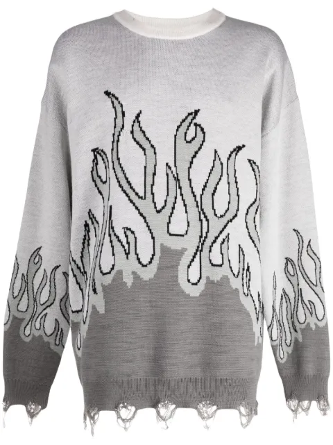 Haculla distressed-effect flame-print wool jumper