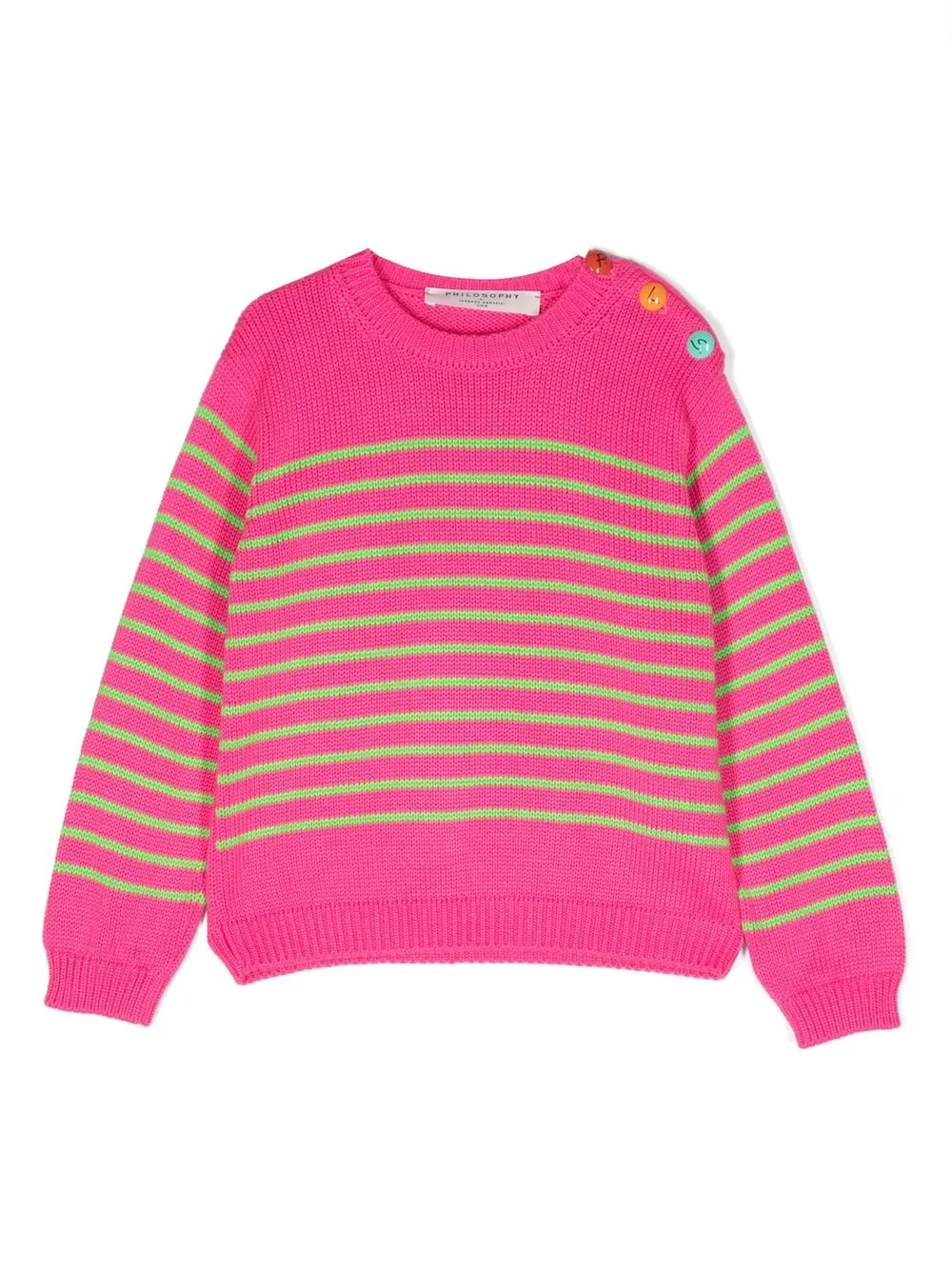 

Philosophy Di Lorenzo Serafini Kids stripe-pattern logo-print sweatshirt - Pink