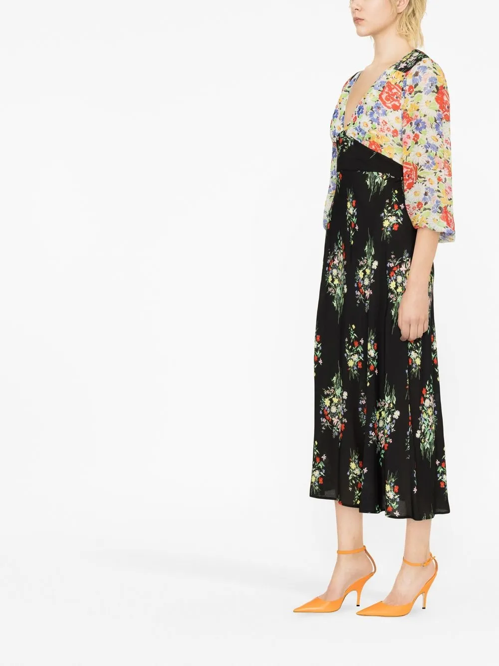 Rixo London Floral Kaila Dress In Schwarz