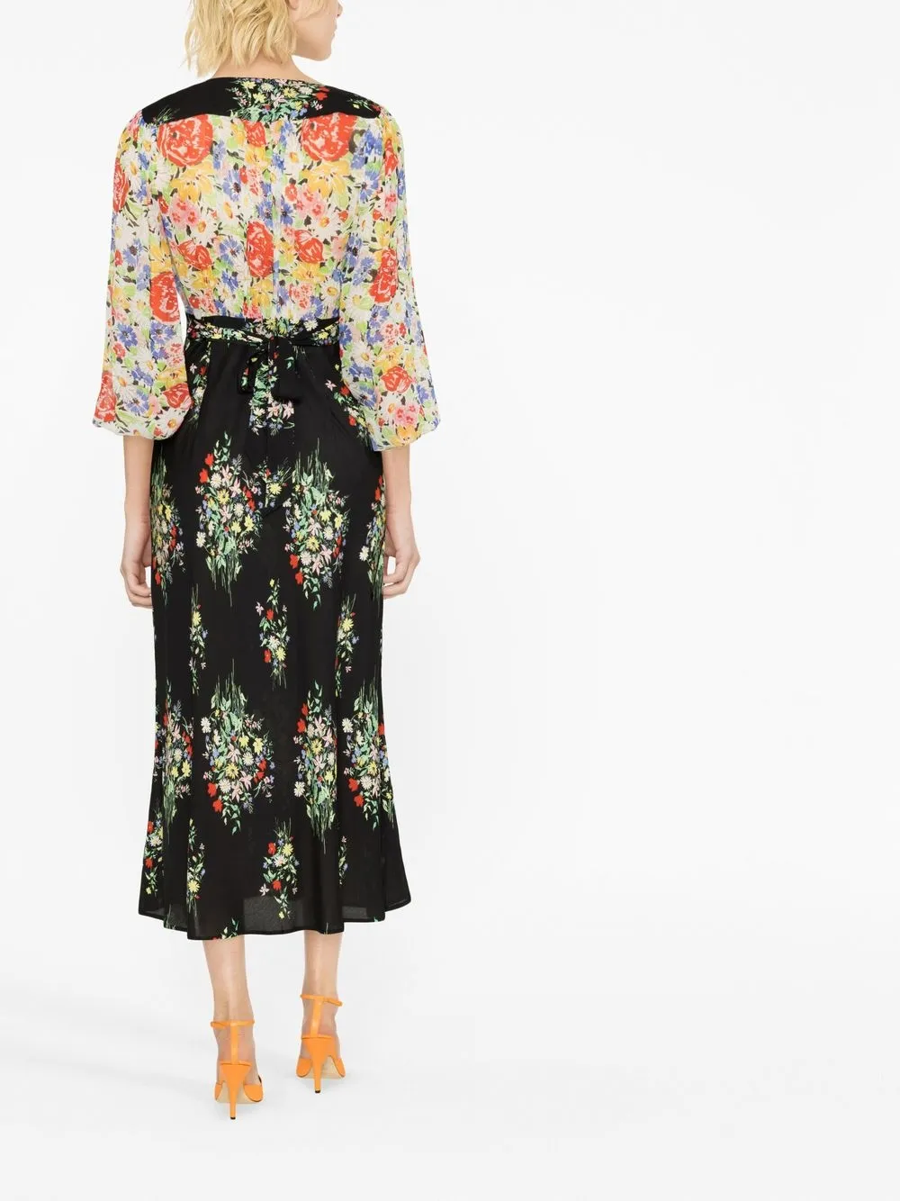 Rixo London Floral Kaila Dress In Schwarz