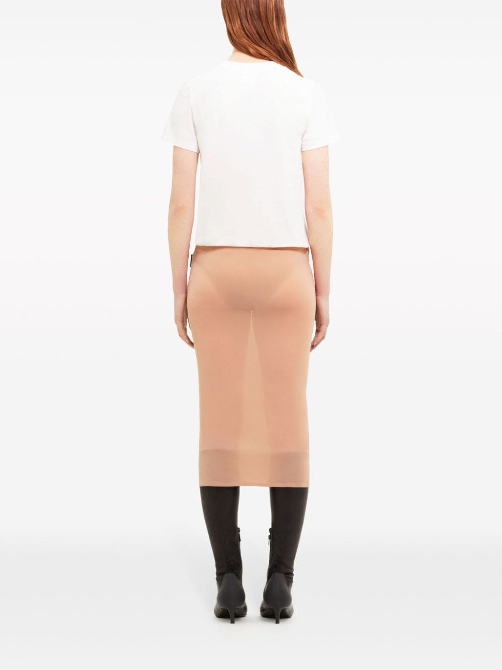 Shop Courrèges Sheer Tube Skirt In Neutrals