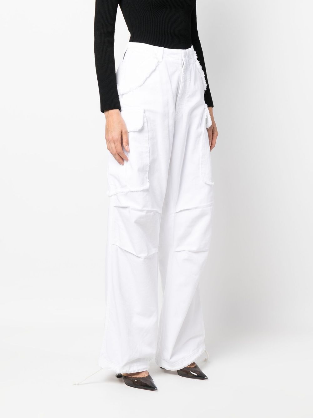 Shop Darkpark Ripped-detail Wide-leg Trousers In White