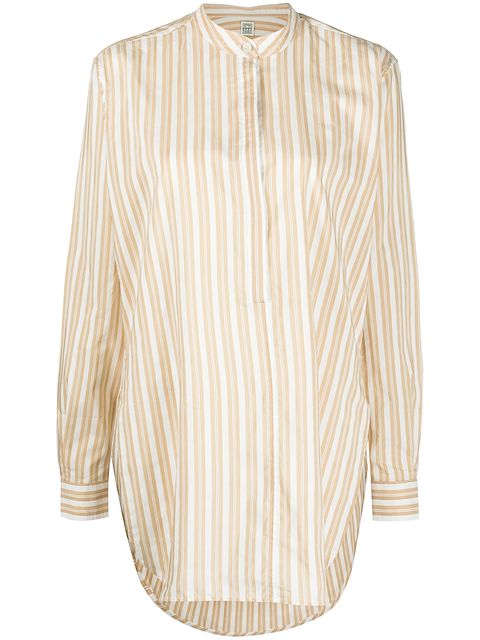 TOTEME stripe-print collarless shirt