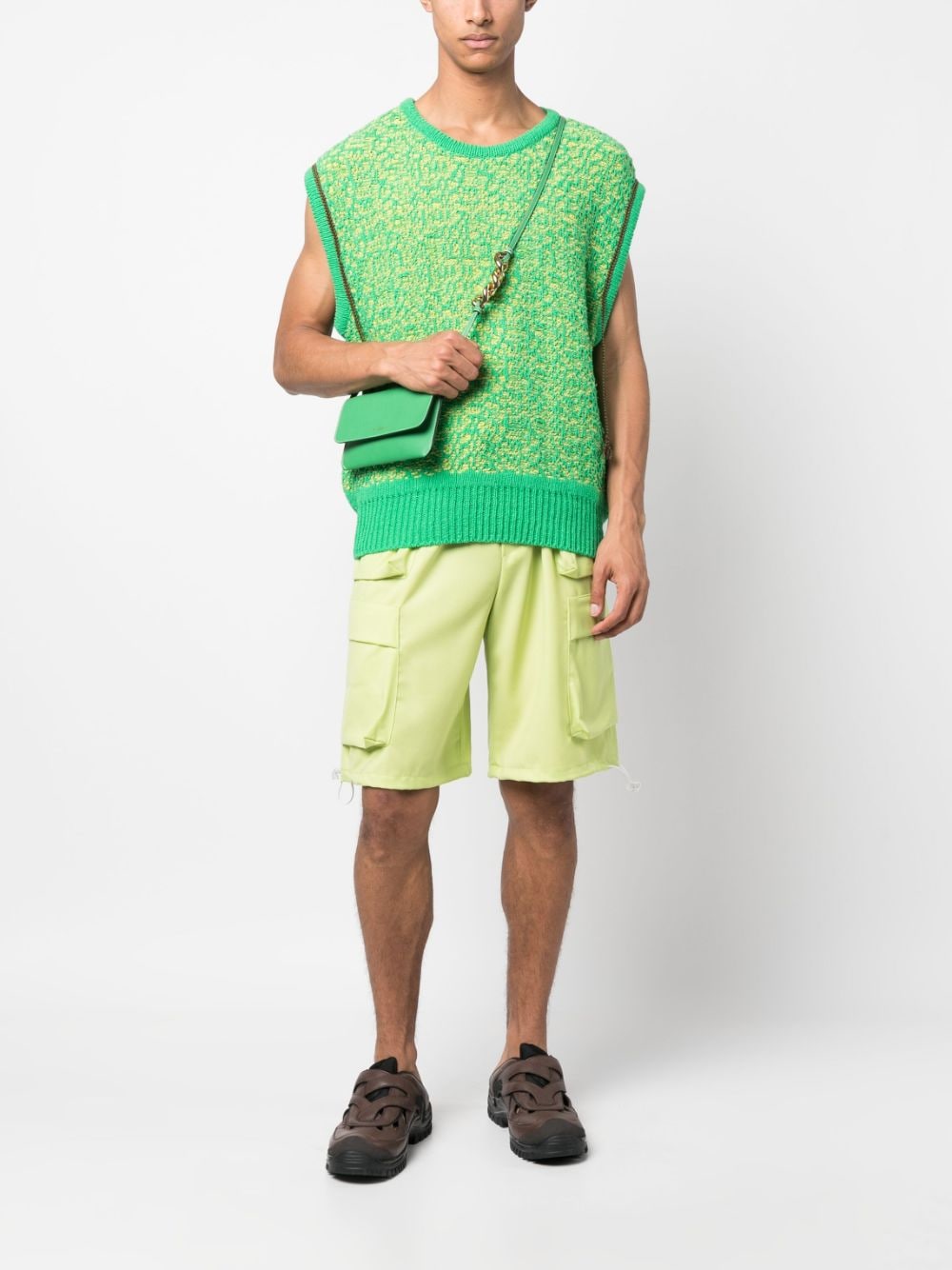 Shop Bonsai Virgin-wool Cargo Shorts In Green