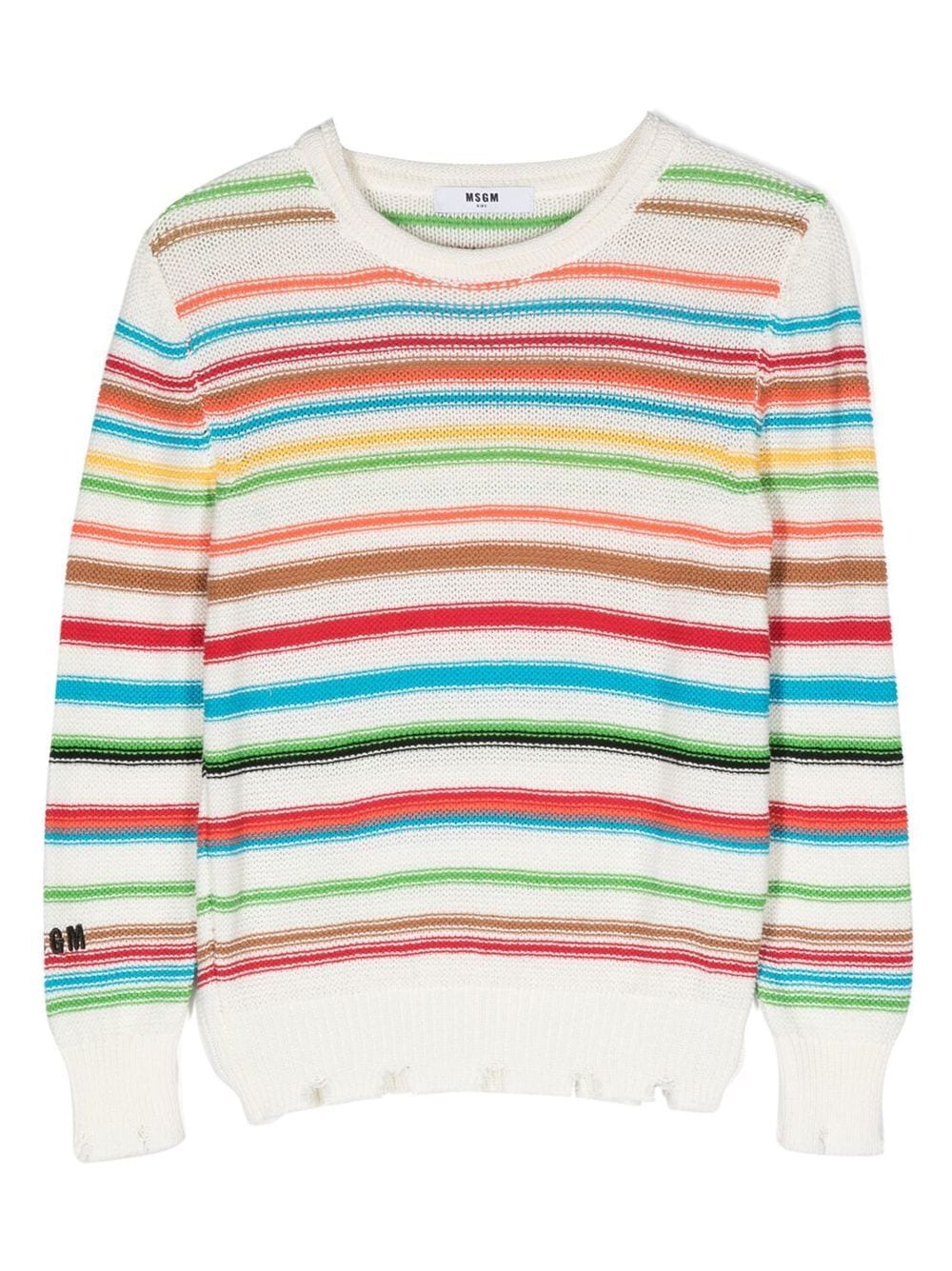 Msgm Kids' Multicolour Cotton Sweatshirt In White
