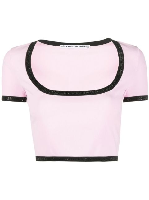 Alexander Wang contrast-trim cropped T-Shirt Women