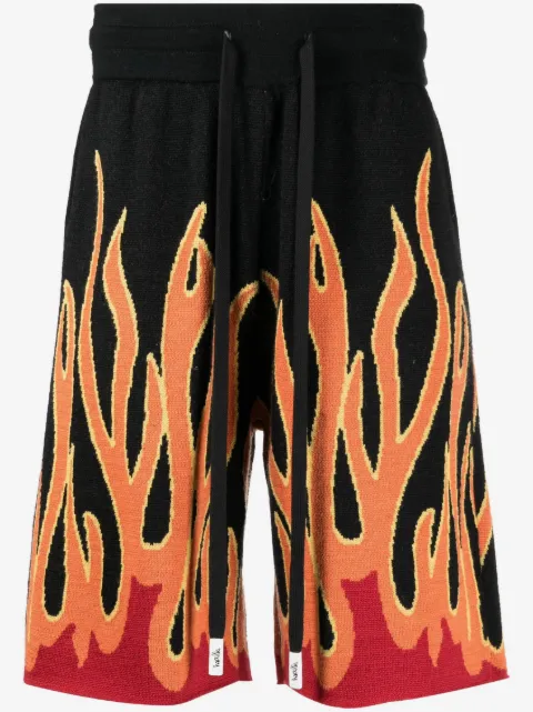 Haculla Un In Flames intarsia-knit shorts