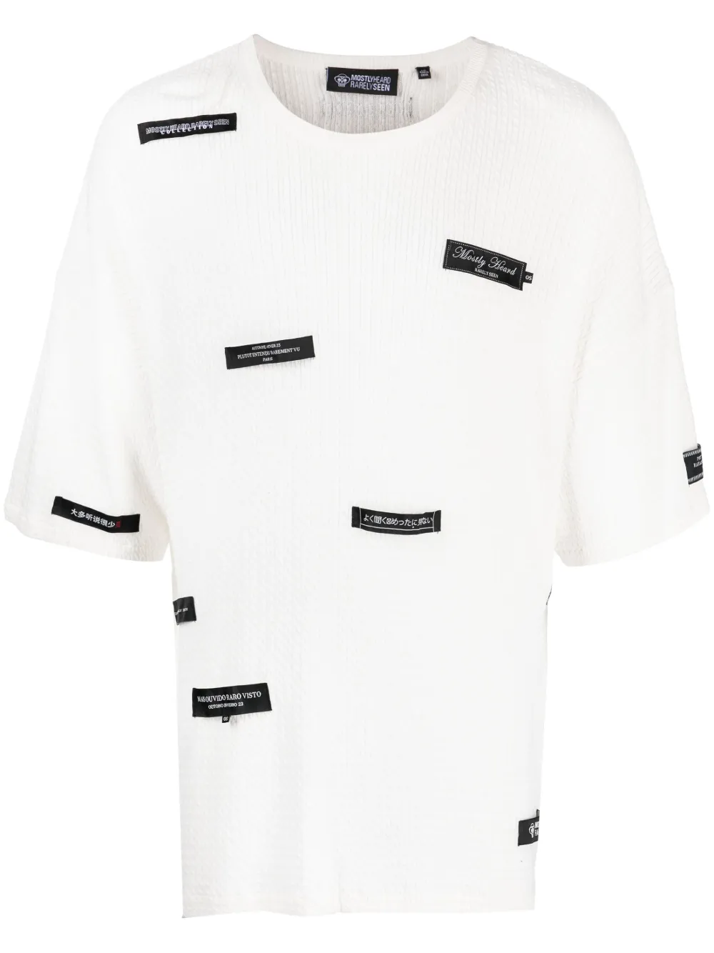 Mostly Heard Rarely Seen playera con parche del logo | blanco | Image 1