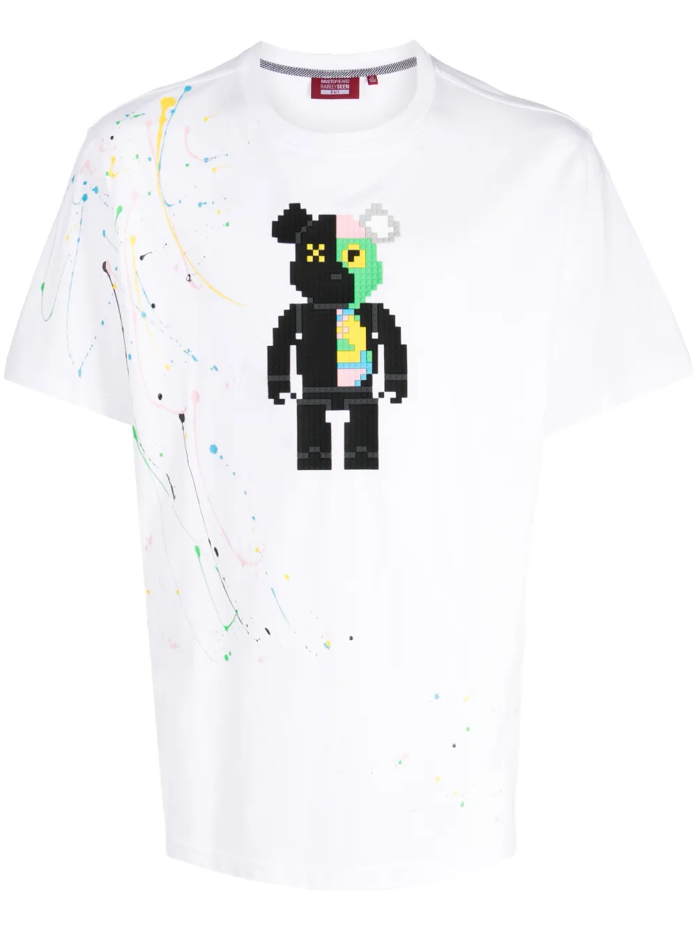 Mostly Heard Rarely Seen 8-Bit 2 Face Bear cotton T-Shirt | White | Image 1