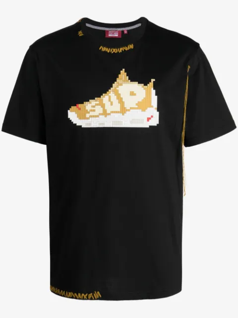 Mostly Heard Rarely Seen 8-Bit detail-appliqué decorative-stitching cotton T-shirt