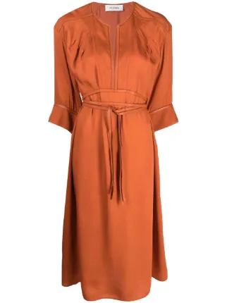knee length dresses for ladies The Linen Belted Midi Dress