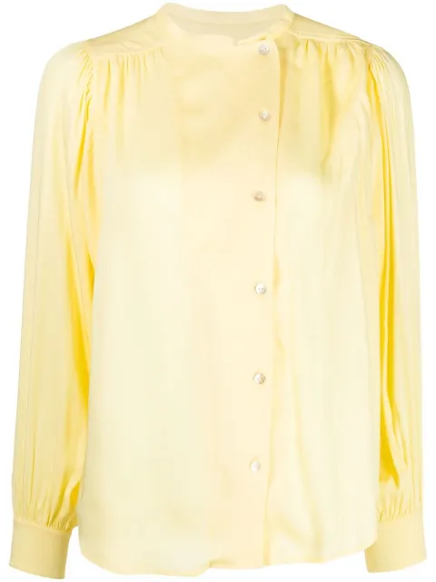 Yves Salomon blusa con detalle fruncido y botones descentrado