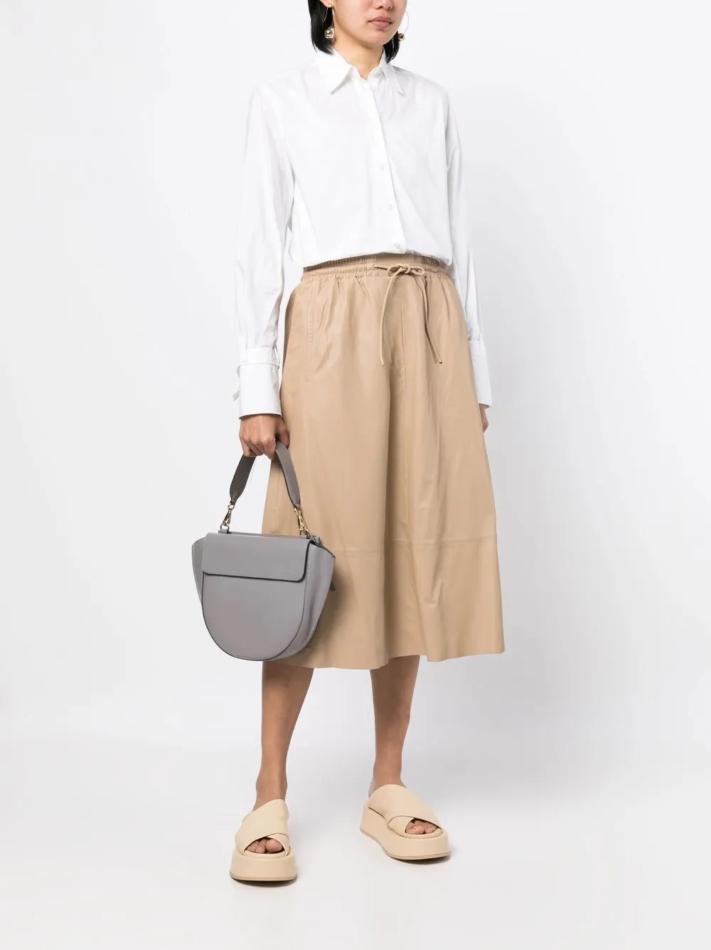Yves Salomon Leren rok - Beige
