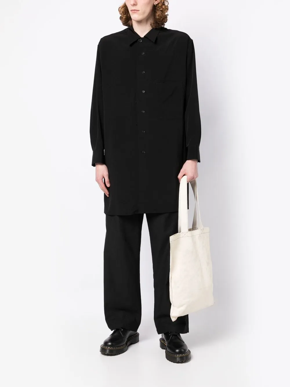 Yohji Yamamoto Overhemd met opgestikte zak - Zwart