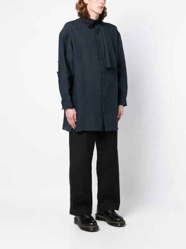 Yohji Yamamoto プリーツディテール シャツ | ブルー | FARFETCH JP
