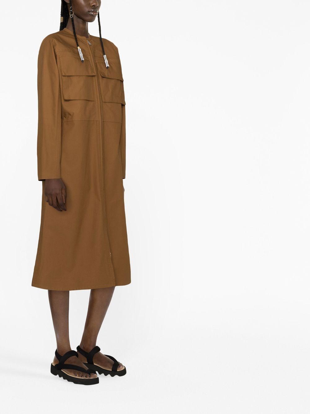 Shop Jil Sander Cargo-pocket Midi Dress In Brown