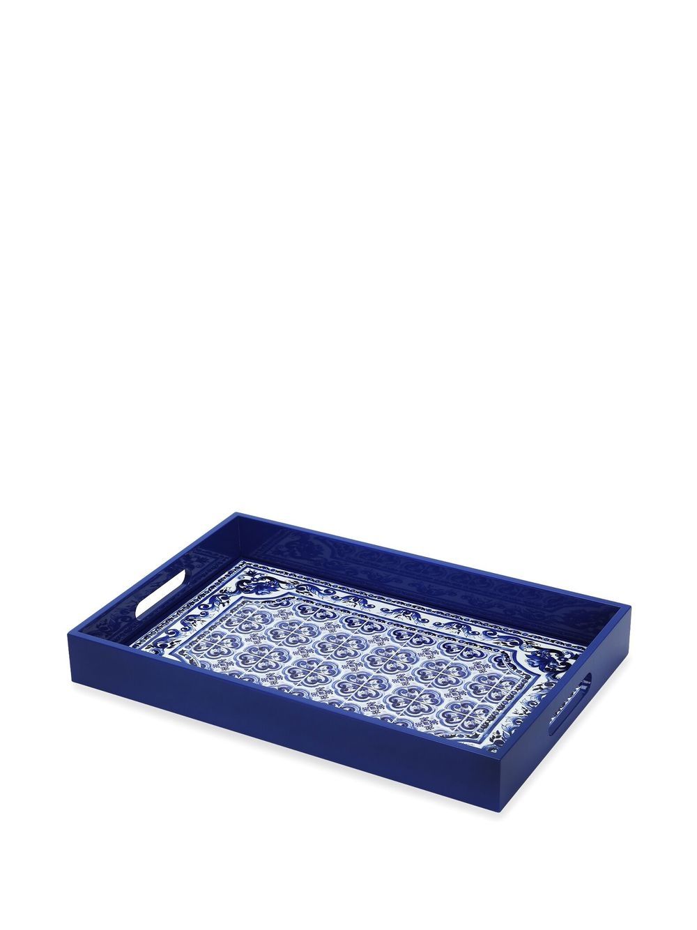 Shop Dolce & Gabbana Blu Mediterraneo Wood Tray In Blue