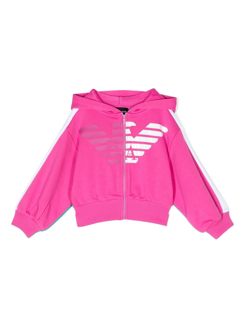 Emporio Armani Kids' Logo Print Hooded Jacket In Pink