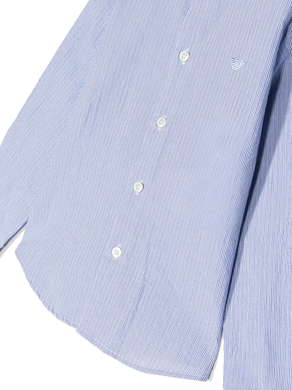 Emporio Armani Embroidered Logo Pinstripe Shirt In Blau