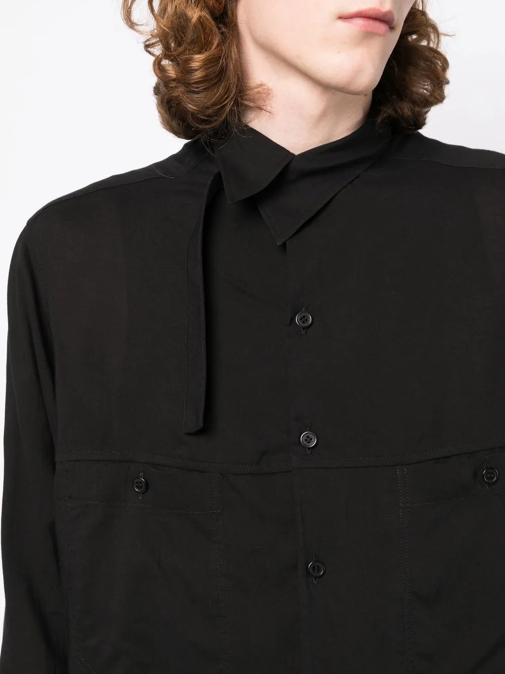 YOHJI YAMAMOTO ASYMMETRIC-COLLAR LONG-SLEEVE SHIRT