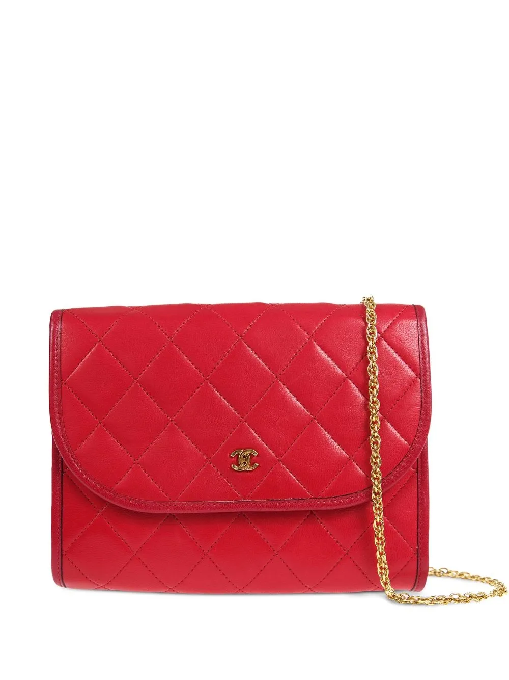 Pre-owned Chanel 1980-1984 Cc Diamond-quilted Shoulder Bag In Red
