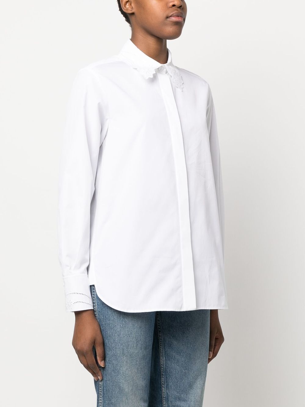 Shop Chloé Floral-embroidery Cotton Shirt In Weiss
