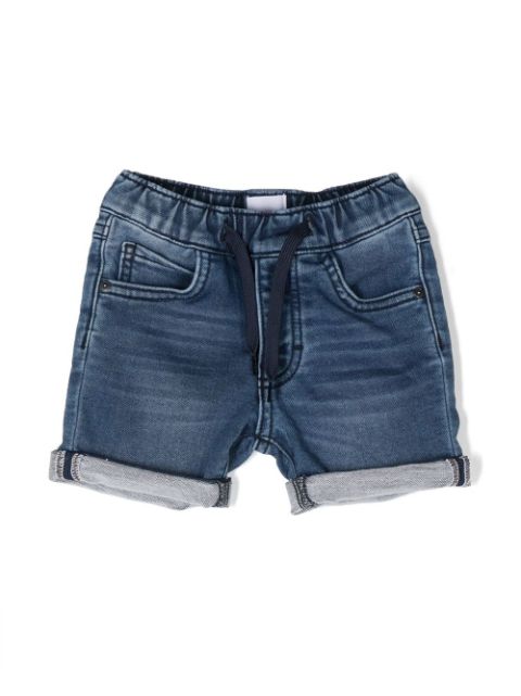 BOSS Kidswear whiskering-effect denim shorts