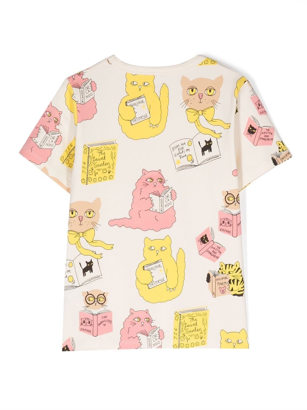 Mini Rodini T-shirt met kattenprint - Wit