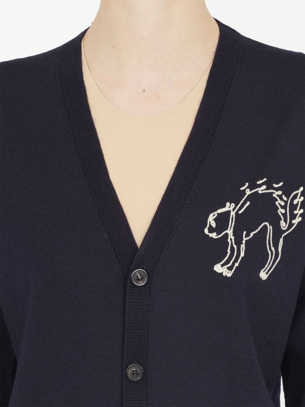 Maison Margiela embroidered-cat Wool Cardigan - Farfetch