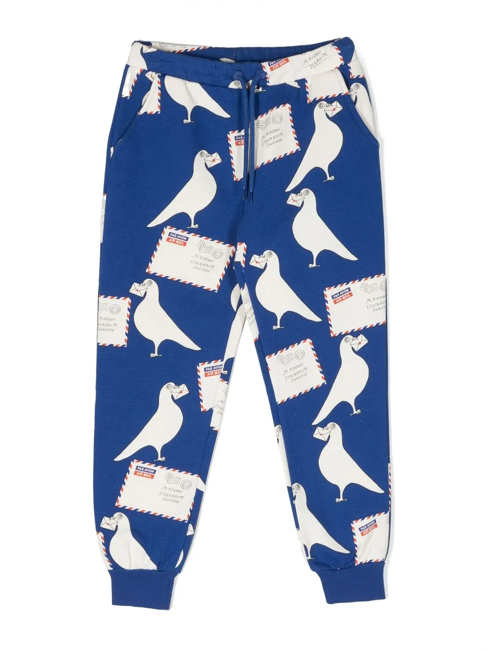 

Mini Rodini Pigeons drawstring sweatpants - Blue