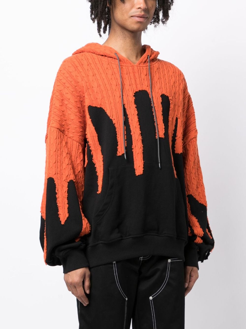 Shop Mostly Heard Rarely Seen Extreme Drip Panelled Cotton Hoodie In Orange