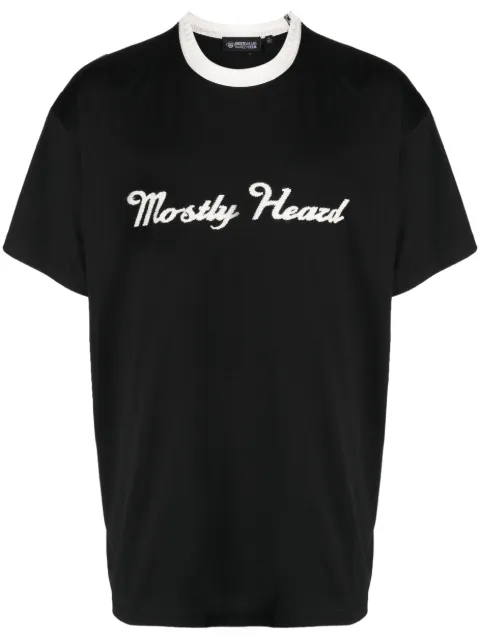 Mostly Heard Rarely Seen logo-embroidered contrasting-collar T-shirt 