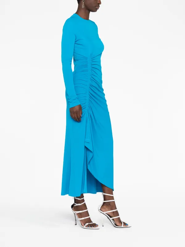 【送料&関税込】Givenchy Long-sleeved Dress Givenchy long-sleeve Draped Maxi Dress | Blue | FARFETCH