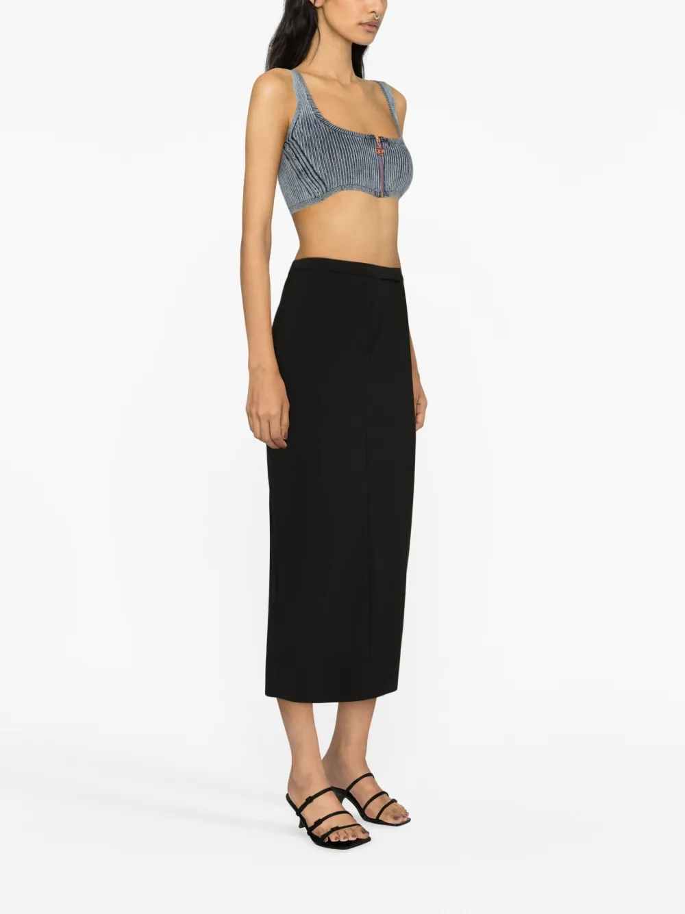 Alexander Wang logo-waistband high-waisted midi skirt - Zwart