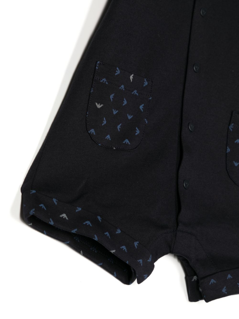 Shop Emporio Armani Short-sleeved Cotton Romper In Black