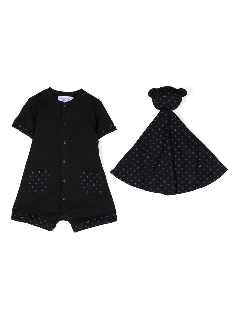 Emporio Armani Babies' Short-sleeved Cotton Romper In Black