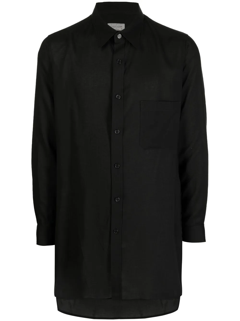 Yohji Yamamoto chest-pocket long-sleeve shirt | Black | Image 1