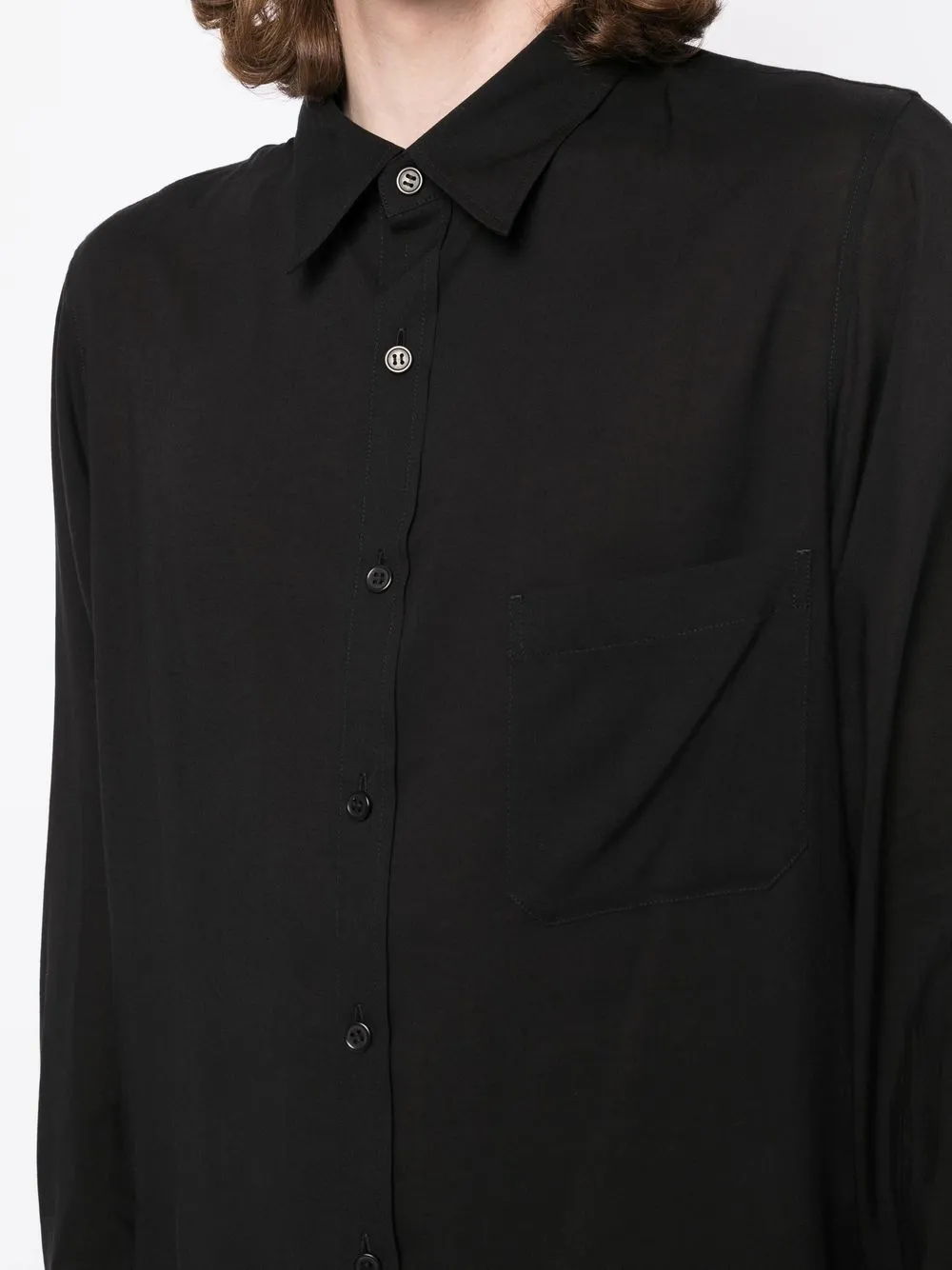 Yohji Yamamoto Chest-pocket Long-sleeve Shirt In Black