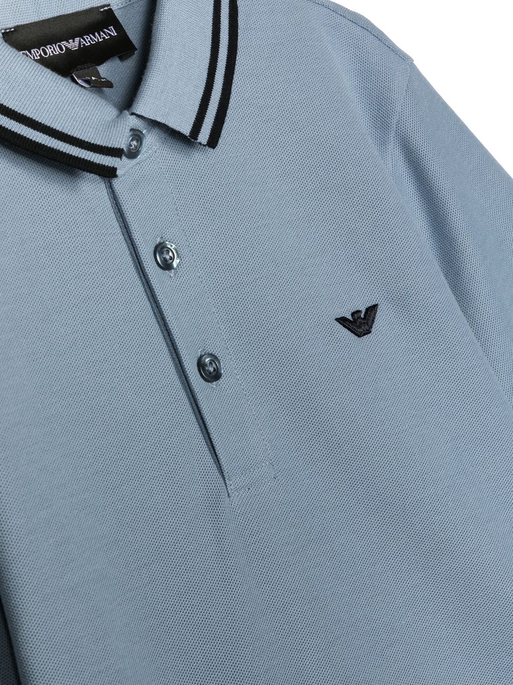 Shop Emporio Armani Short-sleeve Cotton Polo Shirt In Blue