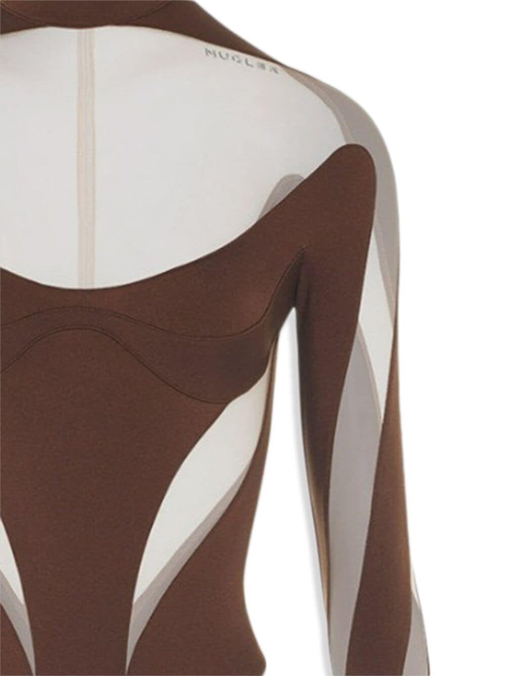 Shop Mugler Panelled Long-sleeve Bodysuit In Brown