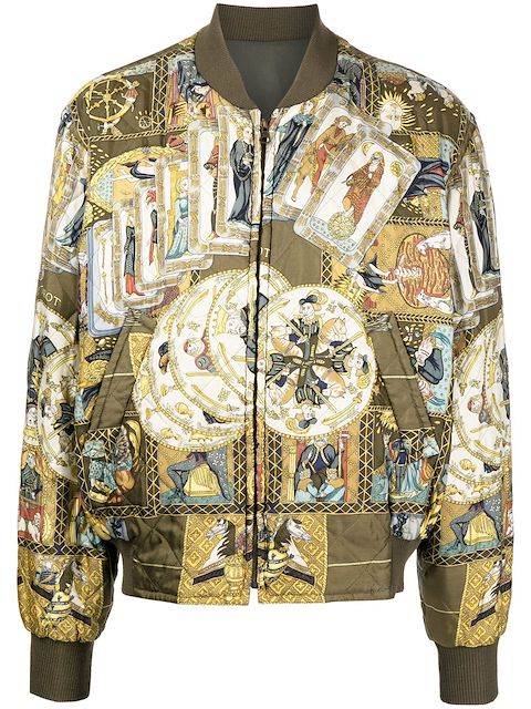 Hermès 1990-2000s pre-owned tarot cards print reversible bomber jacket