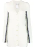 Chloé stripe-detail long wool cardigan - White