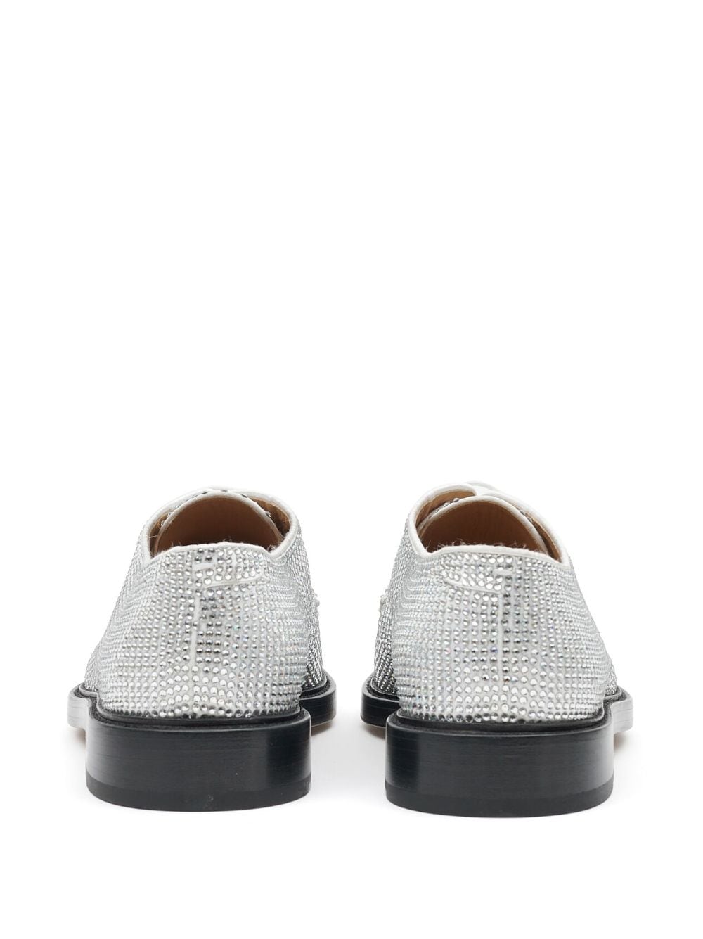 Shop Maison Margiela Tabi Rhinestone-embellished Derby Shoes In Silver